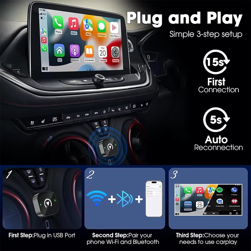 2-in-1 Wireless CarPlay Adapte - đánh giá và giá Quality Phone Accessories